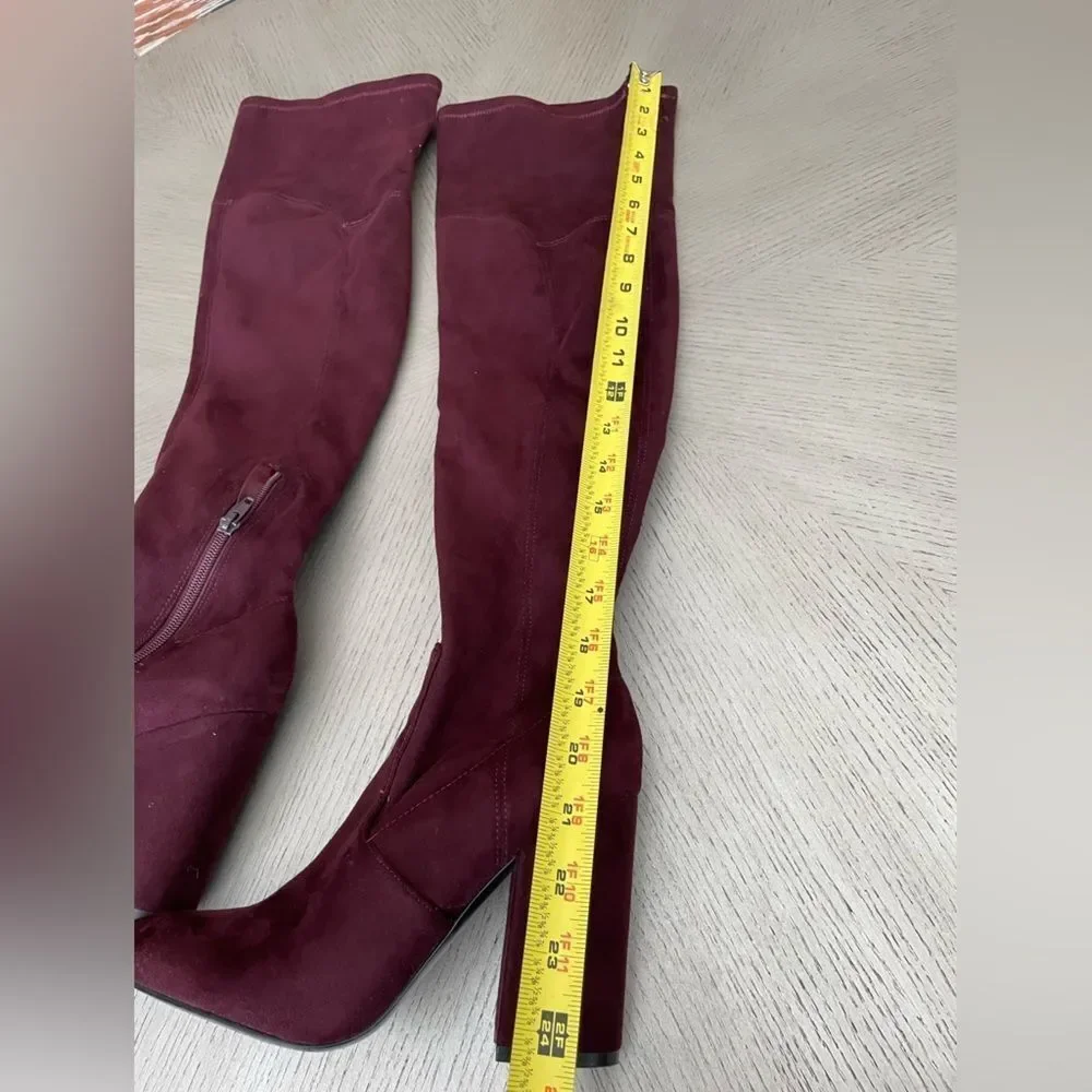 Ivanka Trump Rylee Rear Zip Over The Knee Boots, Dark Red size 7.5